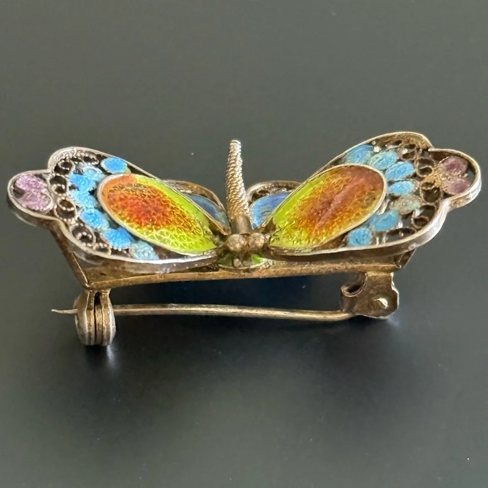Vintage Filigree Butterfly Brooch